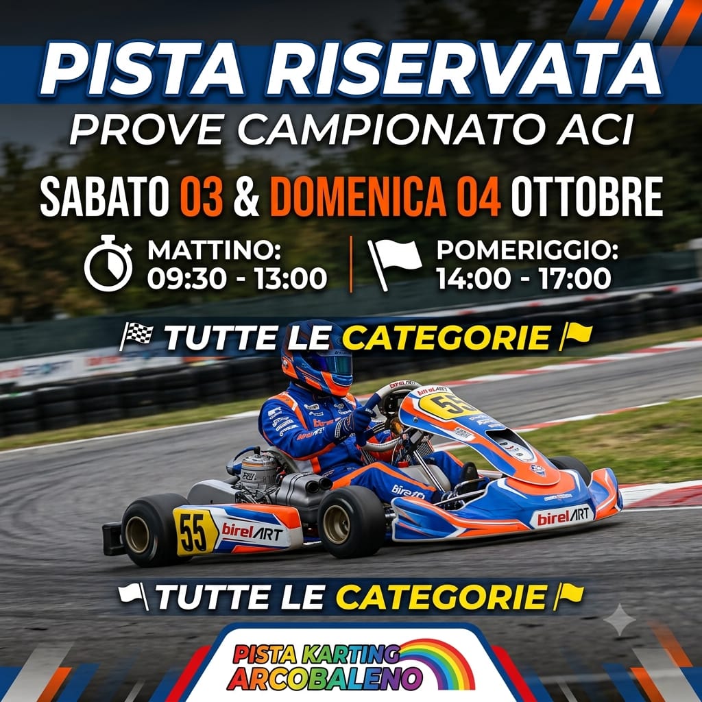 PISTA RISERVATA PER GARA KART  ACI DALLE 09:00 ALLE 18:00 PER CAMPIONATO  ZONA 3.